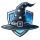 A sleek wizard's hat with stars and a buckle, overlaying a glowing shield, symbolizing cybersecurity and expertise.